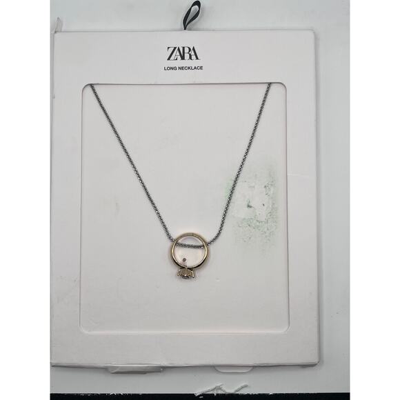 Nwt-ZARA JEWEL WEDDING BAND NECKLACE - Picture 3 of 5